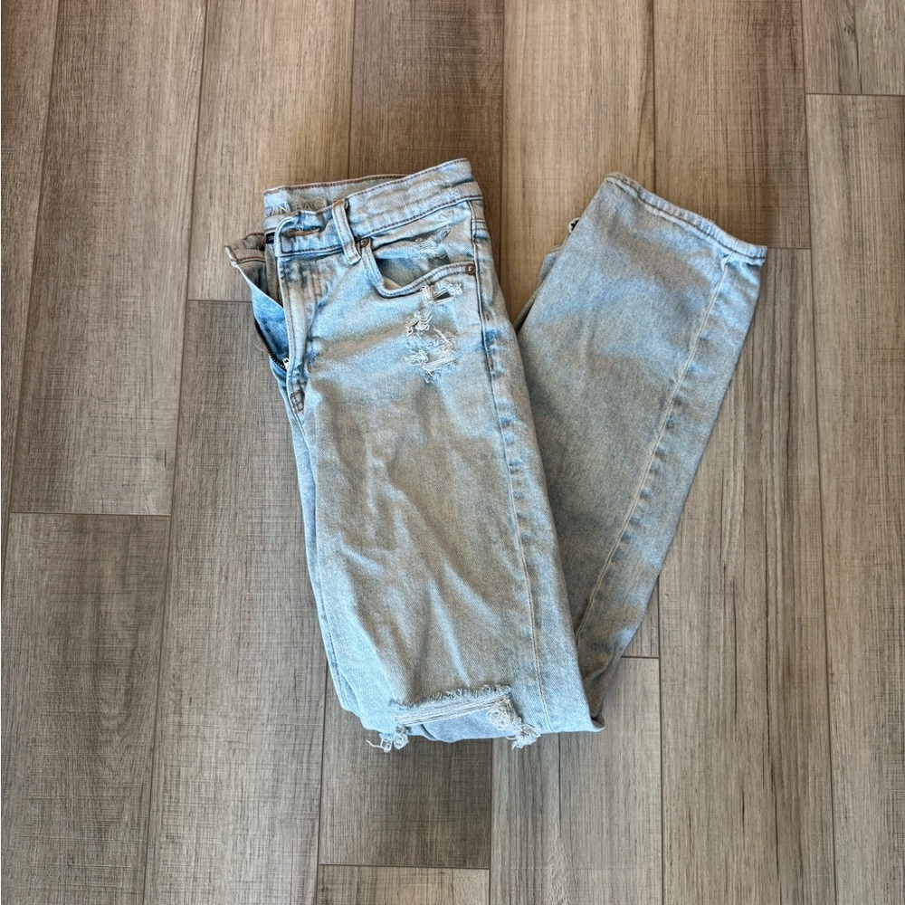 American Eagle Outfitters Blue Straight Leg Jeans Distressed